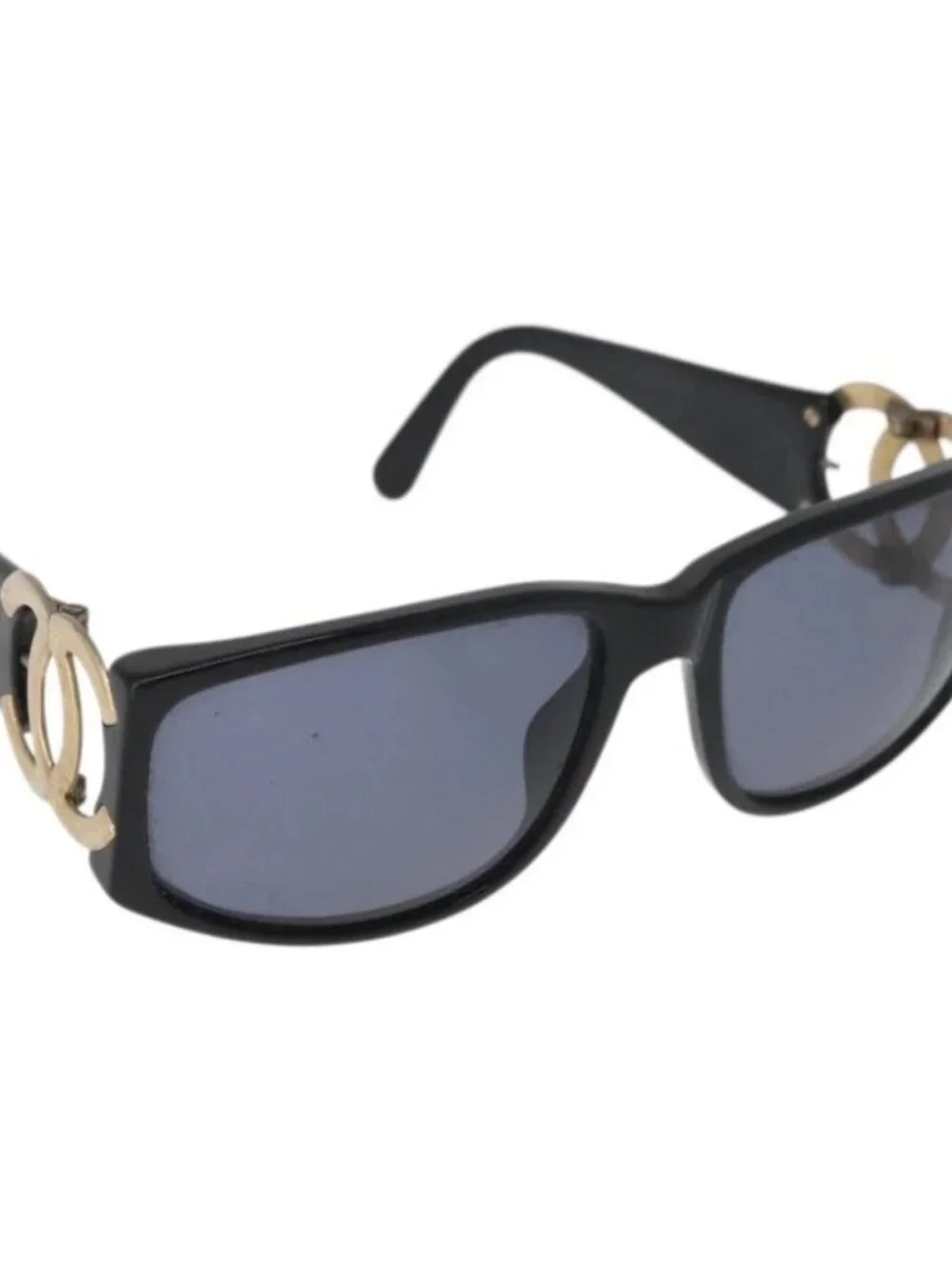 CHANEL Sunglasses plastic Black CC Auth BA12482